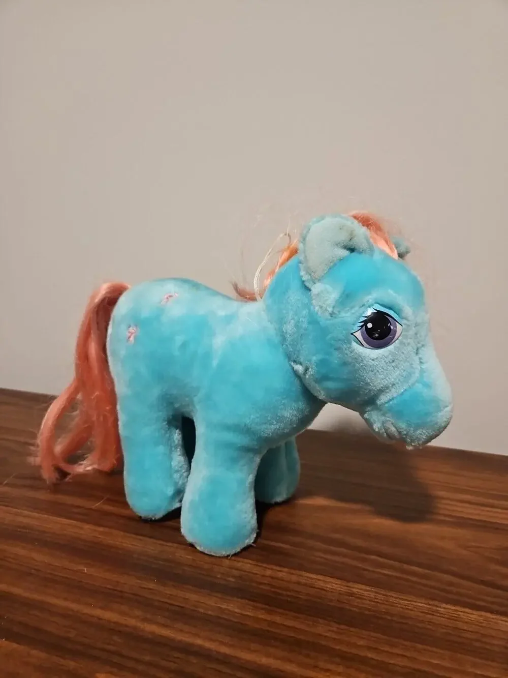 Vintage My Little Pony Hasbro Softies Bow Tie Plush Stuffed Animal G1 Blue Pink